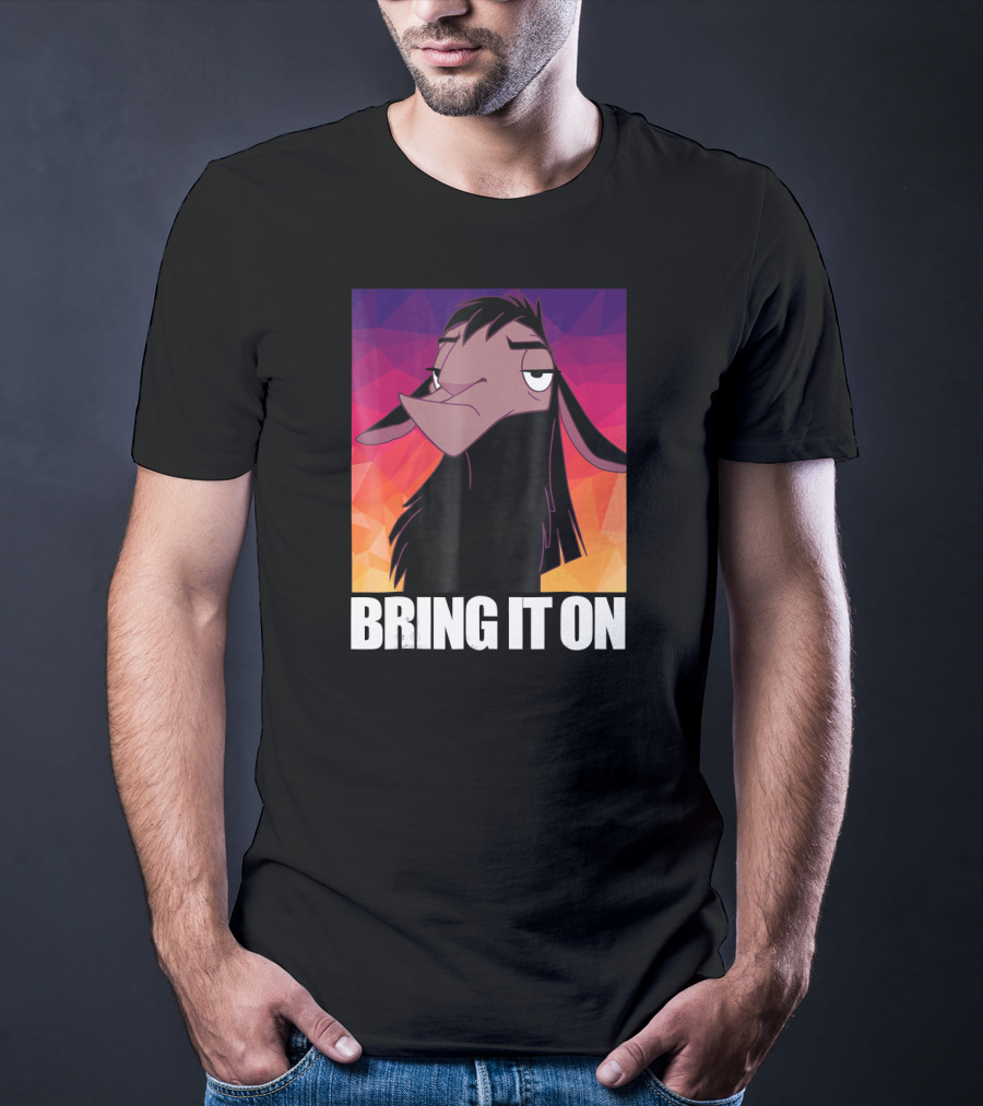 Disney Emperor's New Groove Kuzco Llama Bring It On Colorful Geometric Background T-Shirt