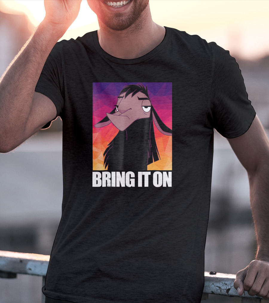 Disney Emperor's New Groove Kuzco Llama Bring It On Colorful Geometric Background T-Shirt