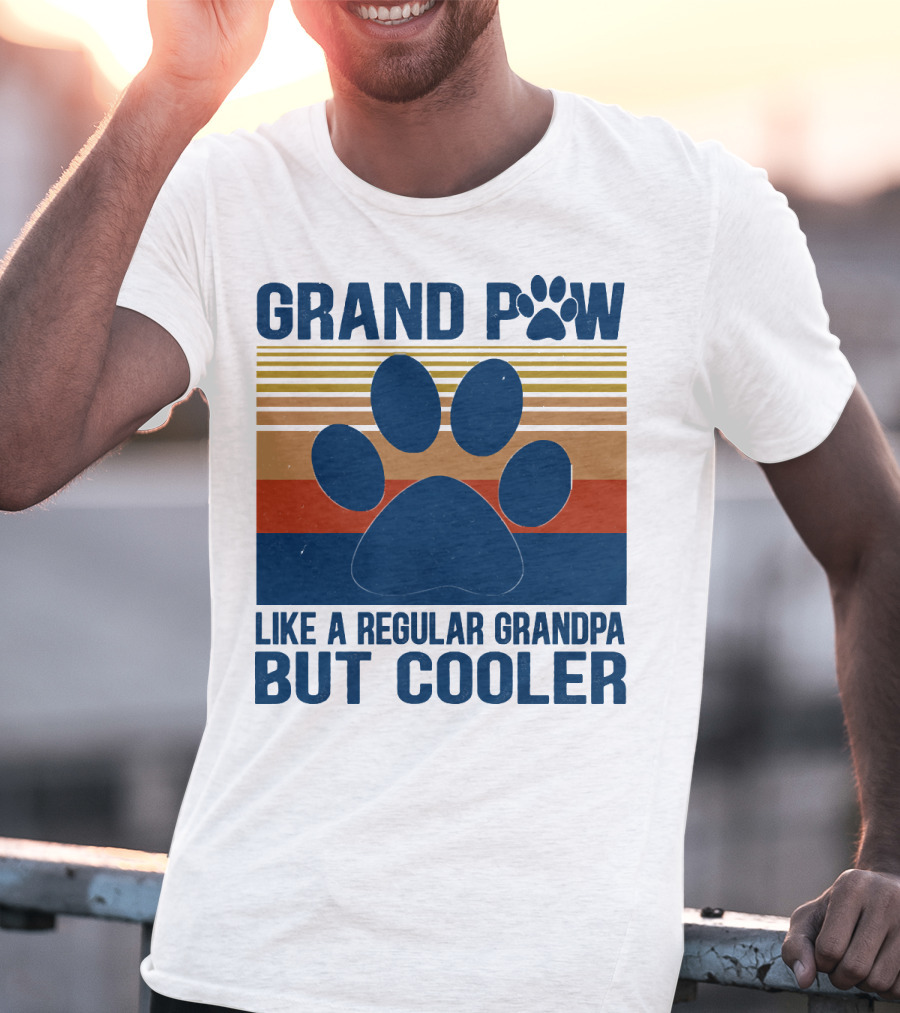 GRAND PAW Like A Regular Grandpa But Cooler Retro Paw Prints T-Shirt