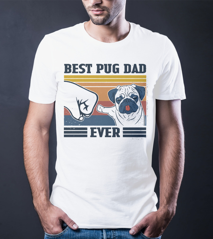 Best Pug Dad Ever Retro Fist Bump T-Shirt
