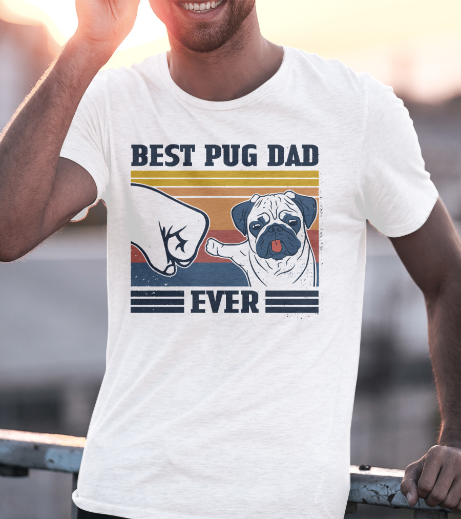 Best Pug Dad Ever Retro Fist Bump T-Shirt