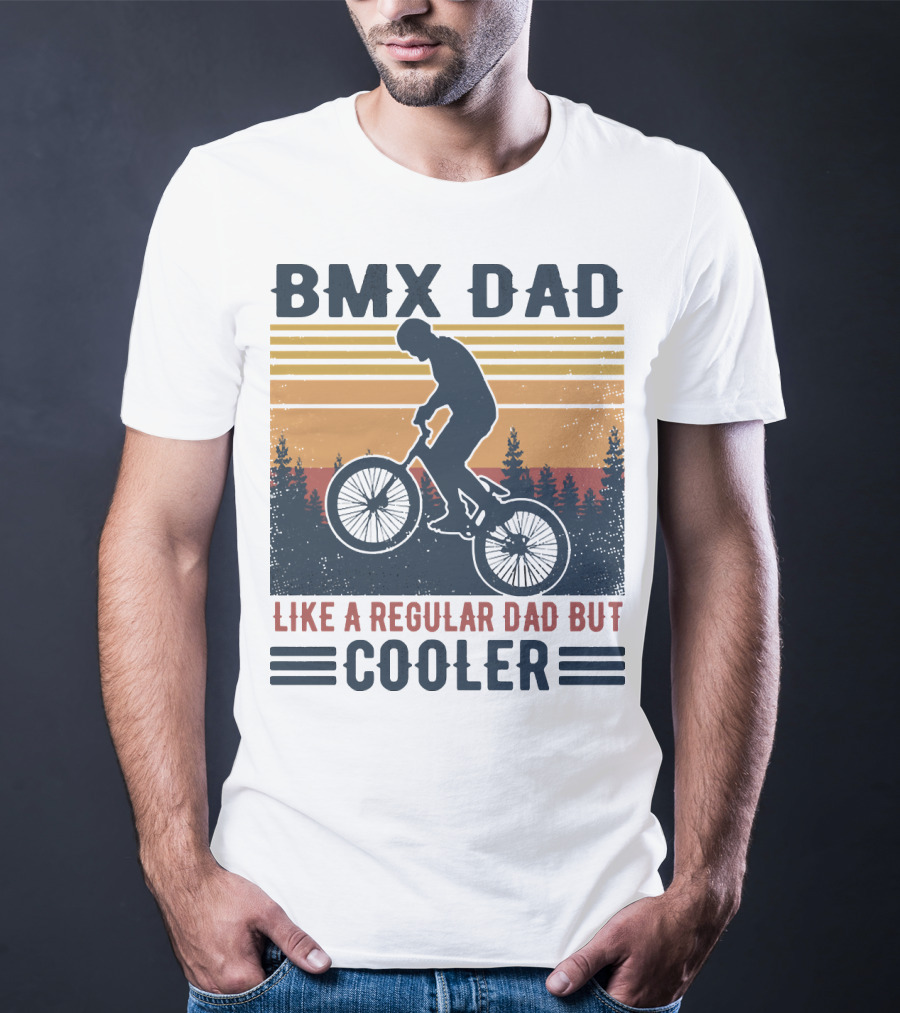 BMX Dad Like A Regular Dad But Cooler Retro Forest T-Shirt