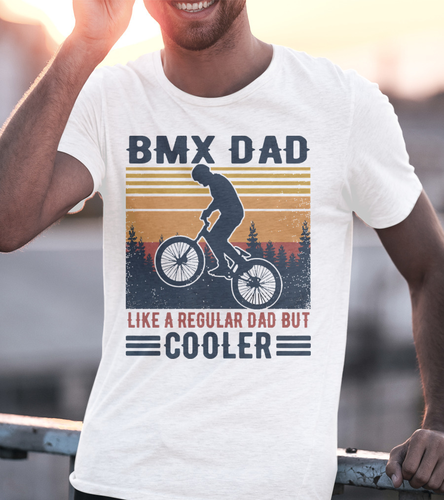BMX Dad Like A Regular Dad But Cooler Retro Forest T-Shirt