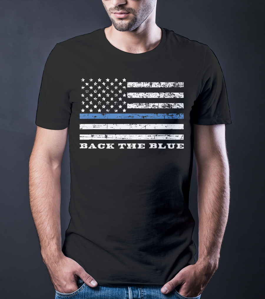 Back The Blue American Flag Police Support T-Shirt
