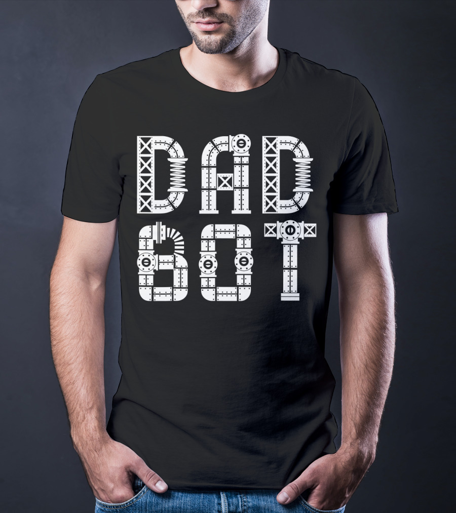Dad Bot Robot Pipework Typography T-Shirt