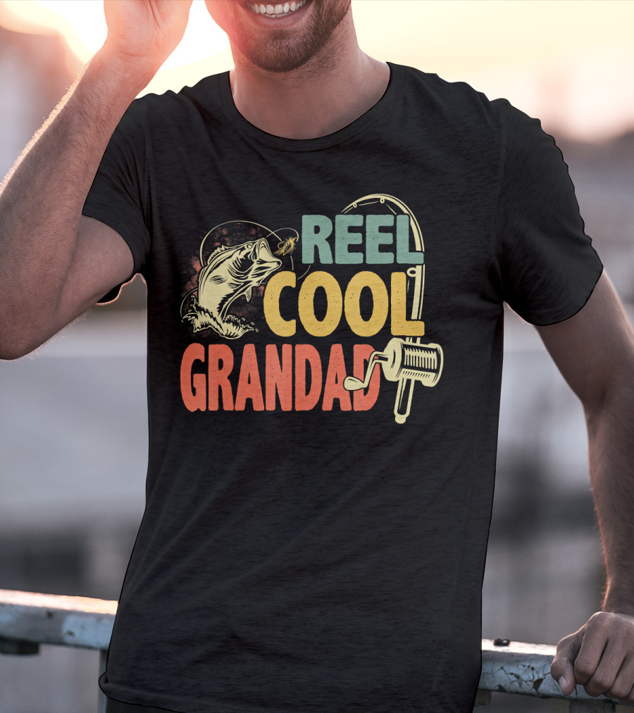 Reel Cool Grandad Vintage Fishing Motif T-Shirt