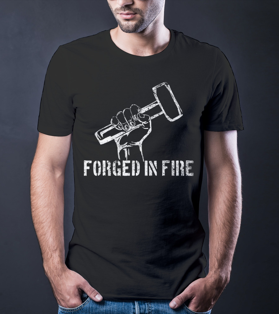 Vintage Blacksmith Forged In Fire Hammered Hand T-Shirt