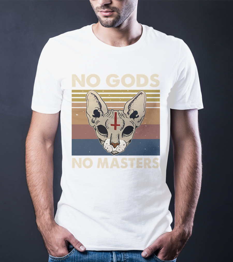 No Gods No Masters Sphynx Cat Retro T-Shirt