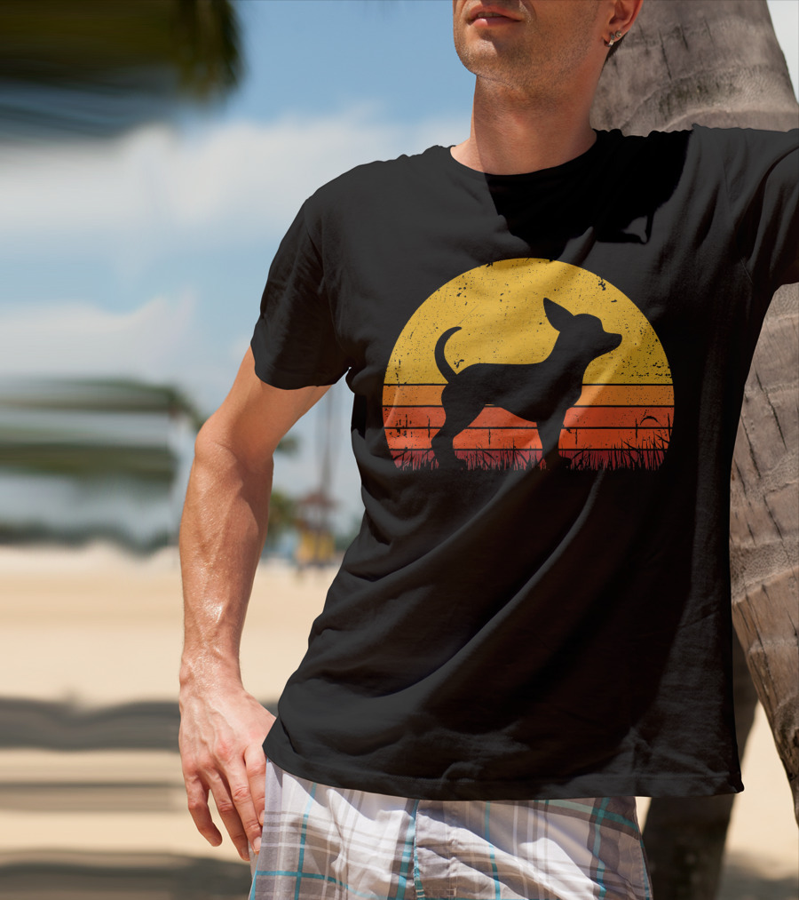Retro Chihuahua Silhouette In Sunset T-Shirt