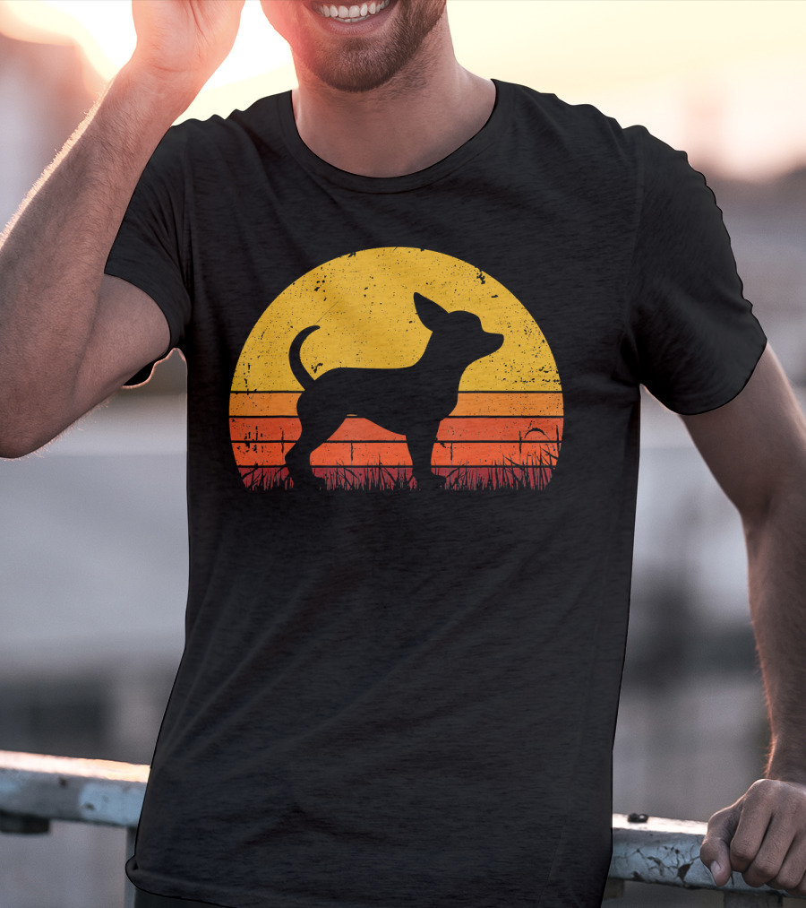 Retro Chihuahua Silhouette In Sunset T-Shirt