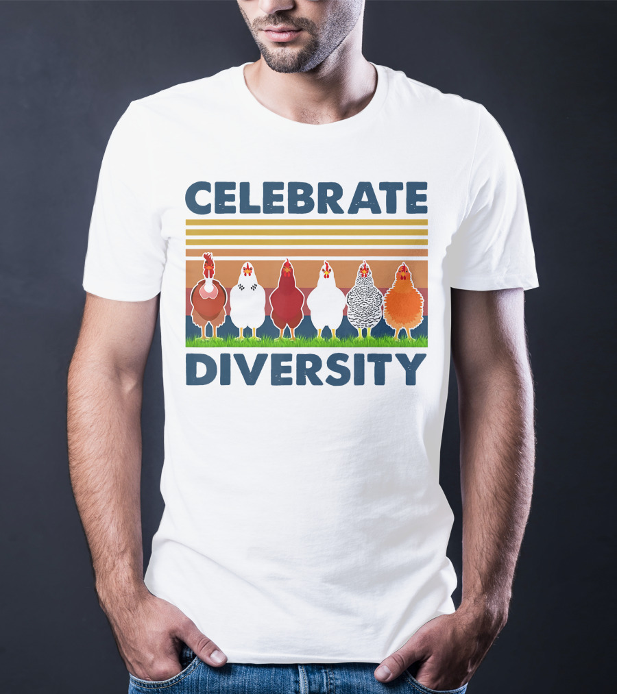 Celebrate Diversity With Chickens In Colorful Display T-Shirt