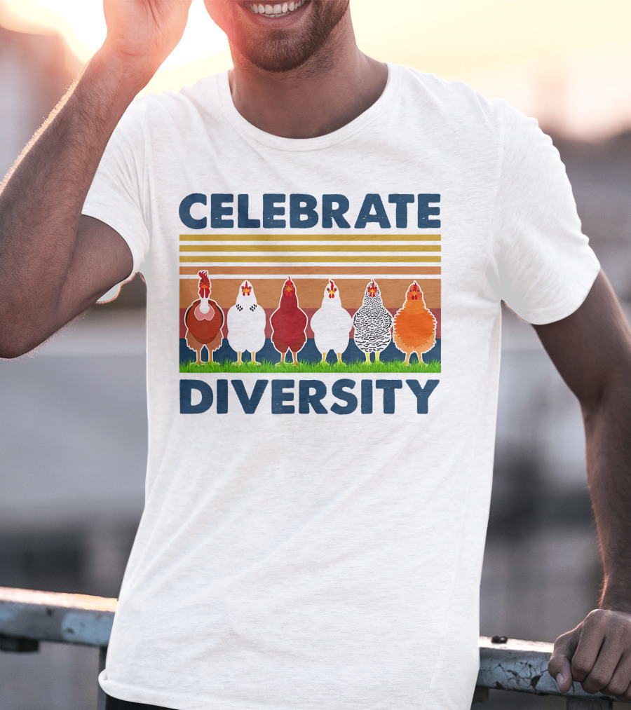 Celebrate Diversity With Chickens In Colorful Display T-Shirt