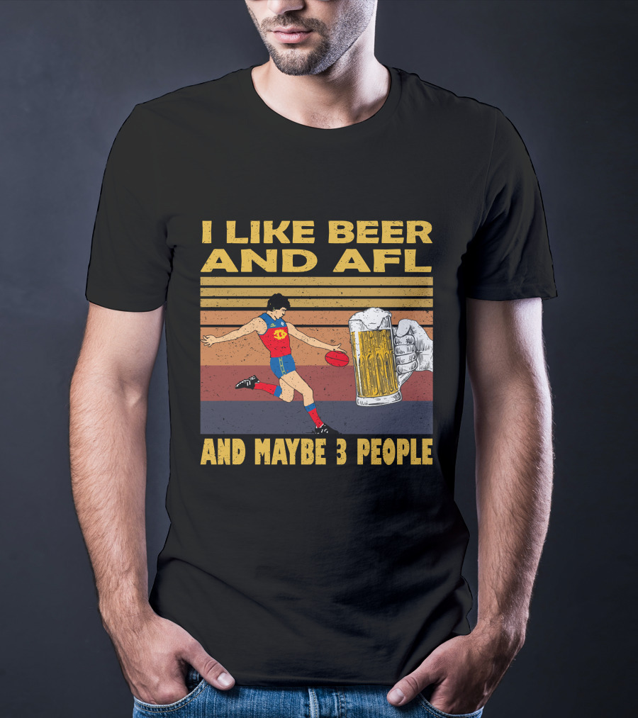 I Like Beer And AFL Maybe 3 People Retro Player And Beer Mug T-Shirt