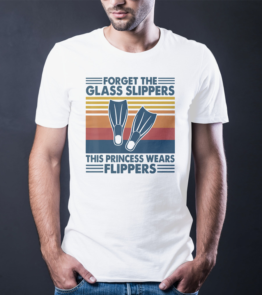 Forget The Glass Slippers This Princess Wears Flippers Retro Stripes T-Shirt