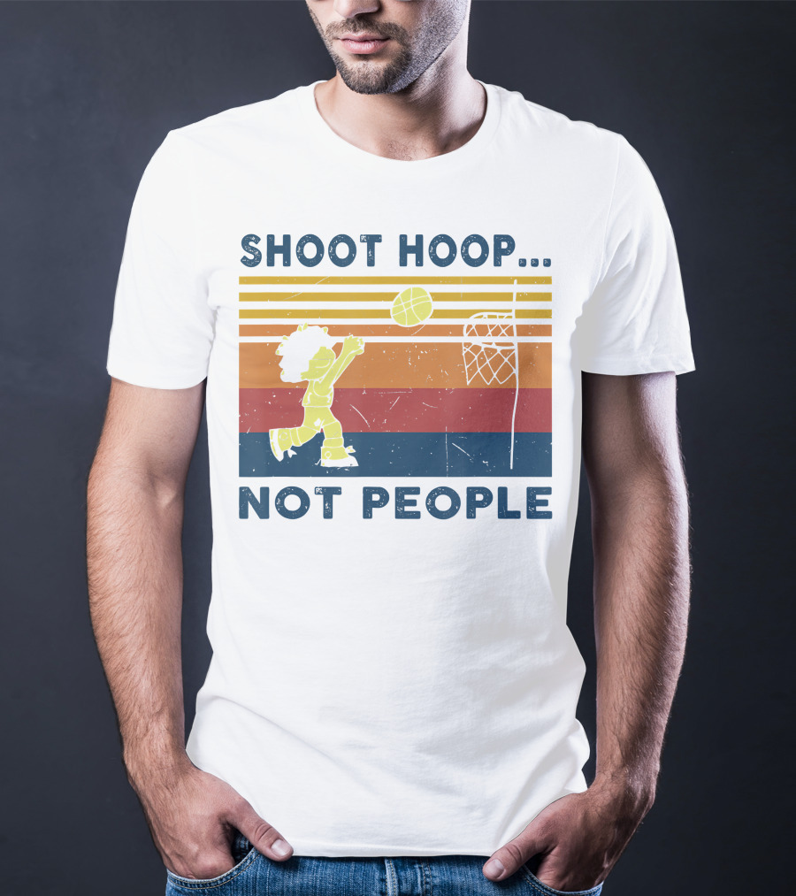 Shoot Hoop Not People Retro Basketball Stripes T-Shirt