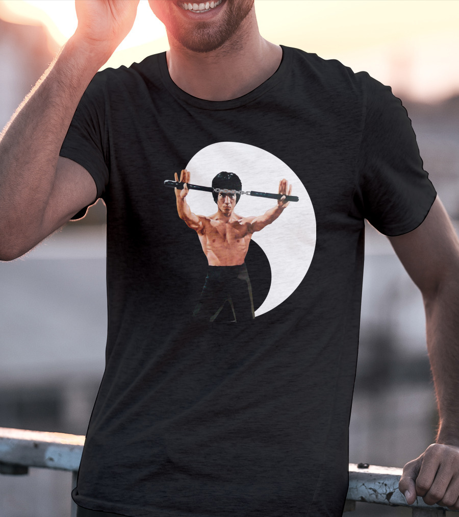 Bruce Lee Nunchaku Pose Yin Yang Martial Arts T-Shirt