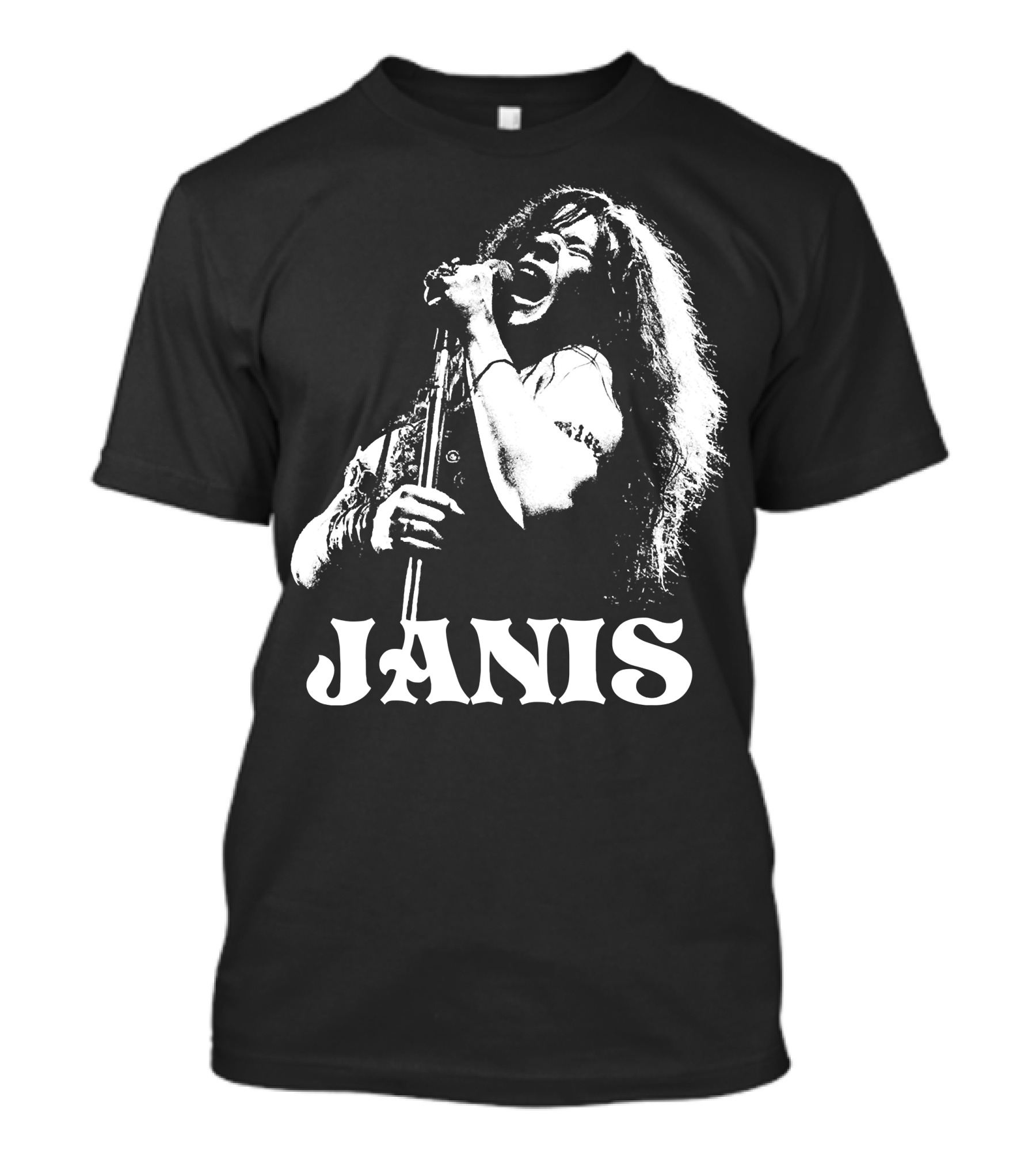 Janis Joplin White Stencil T-Shirt