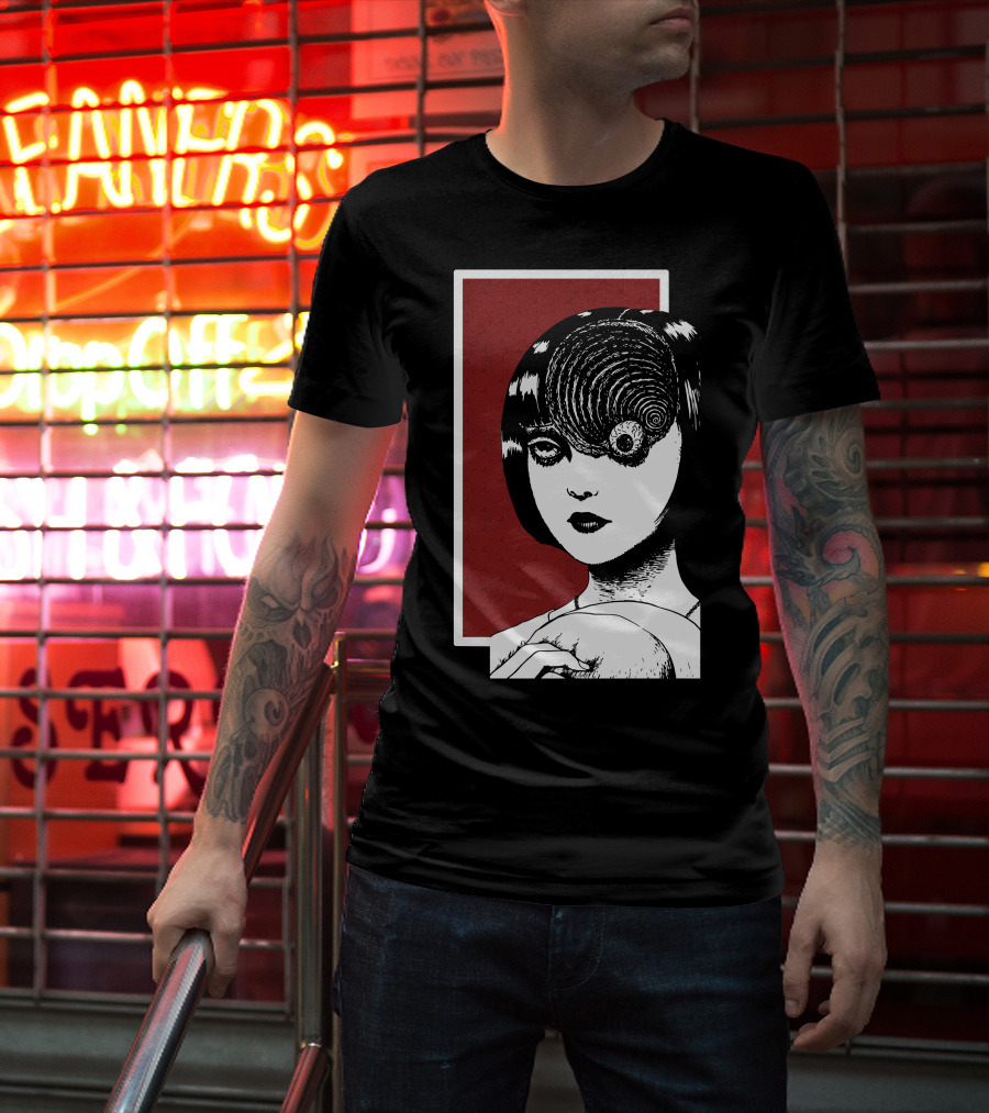 Junji Ito Uzumaki The Great Spiral Horror Manga Face With Spiral Eye T-Shirt