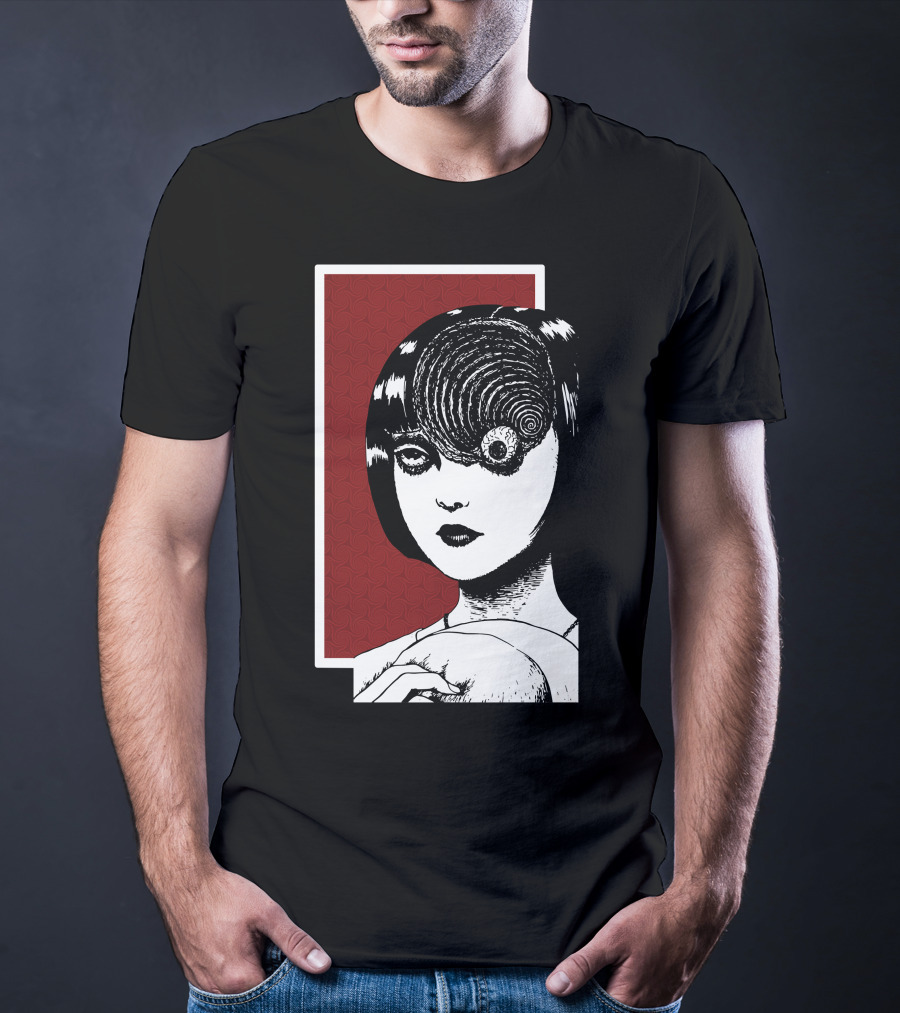 Junji Ito Uzumaki The Great Spiral Horror Manga Face With Spiral Eye T-Shirt