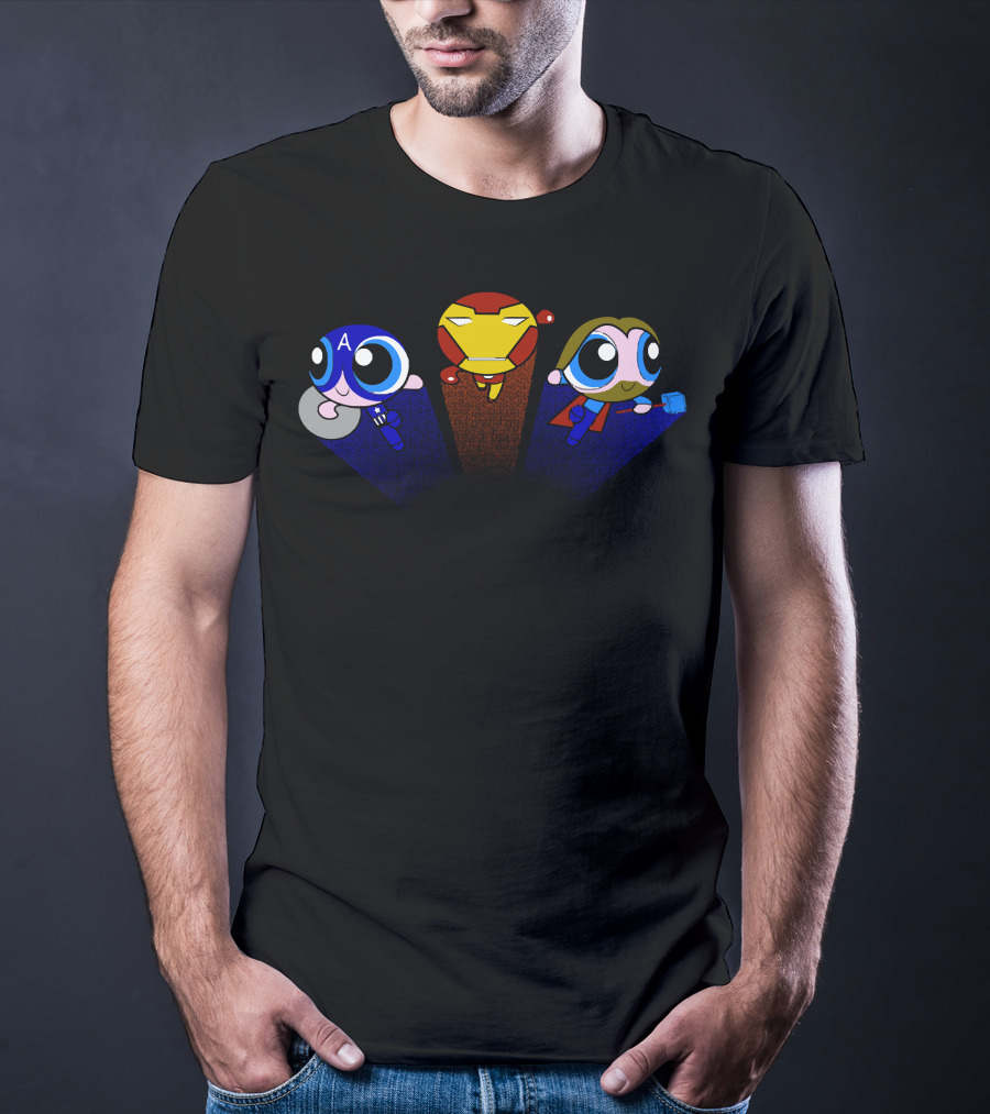 Powerpuff Girls Avengers Iron Man Captain America Thor Mashup T-Shirt