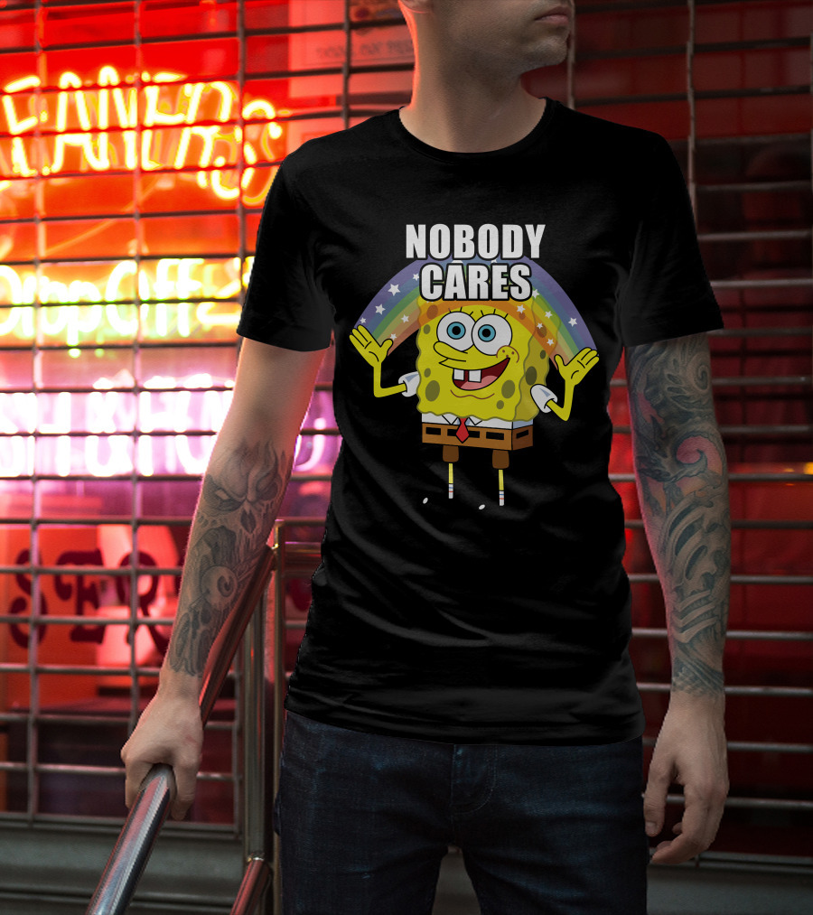 Spongebob Rainbow Nobody Cares T-Shirt