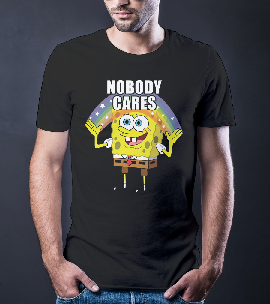 Spongebob Rainbow Nobody Cares T-Shirt