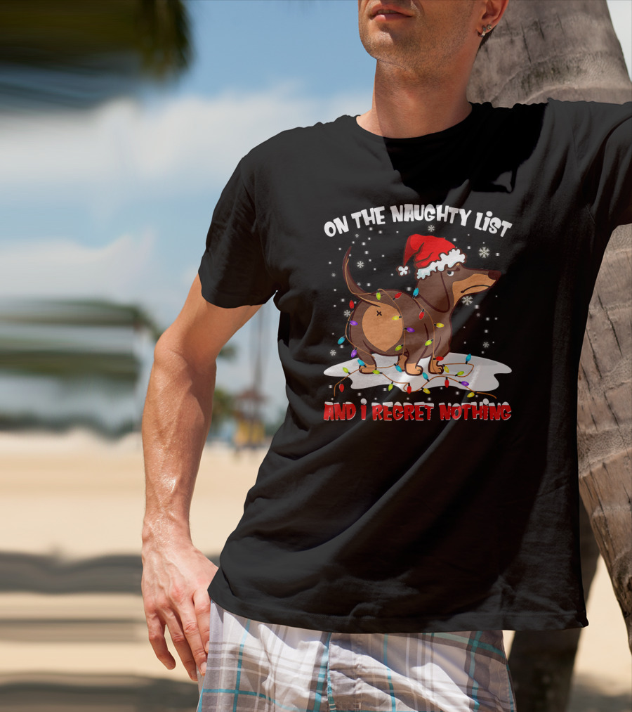 On The Naughty List Dachshund Xmas And I Regret Nothing T-Shirt