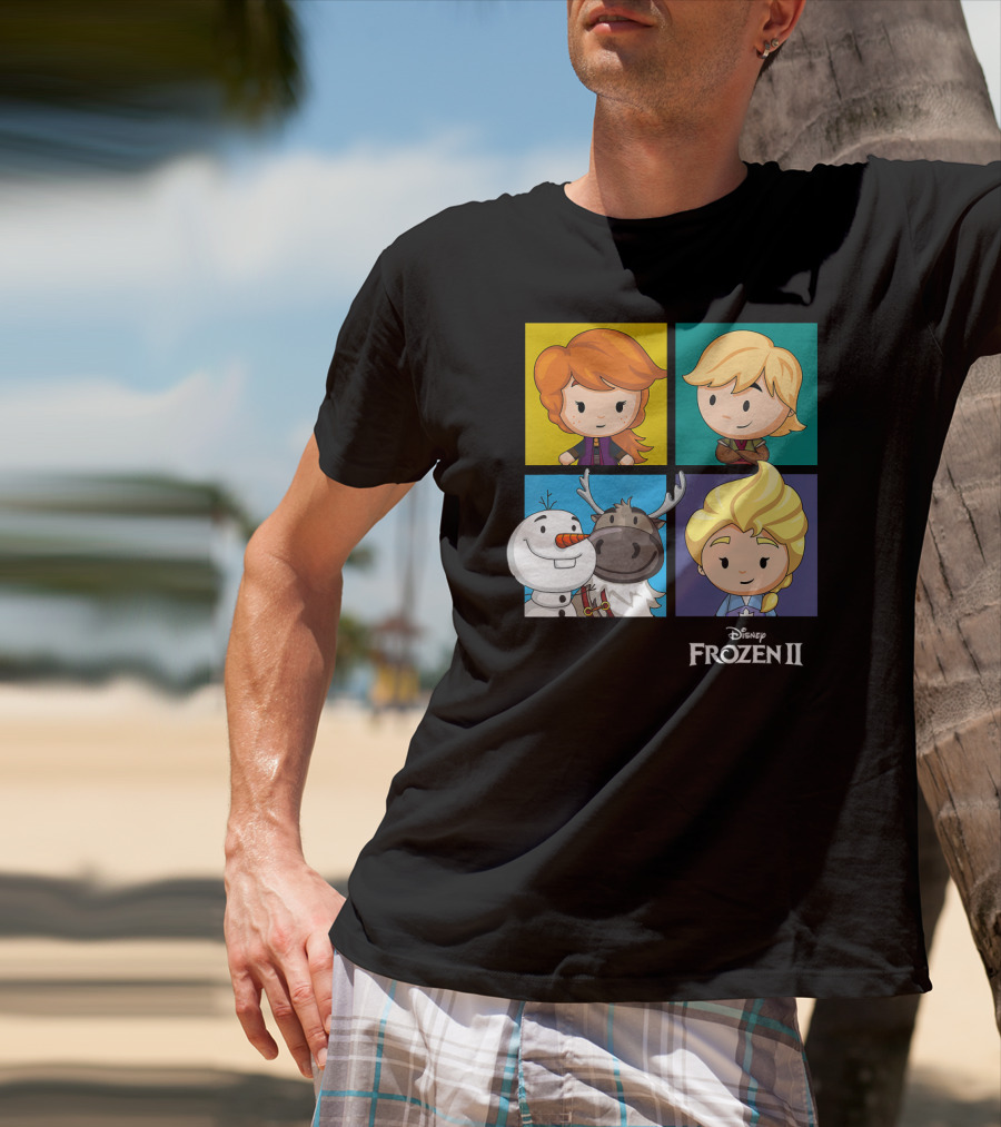 Disney Frozen 2 Chibi Character Panels Elsa Anna Olaf Kristoff Sven T-Shirt