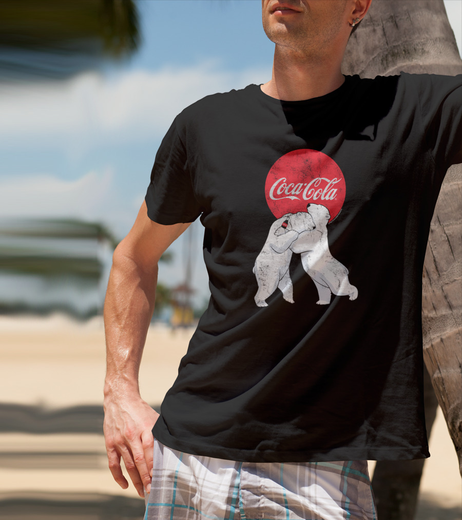 Coca Cola Christmas Polar Bears Embrace Classic T-Shirt