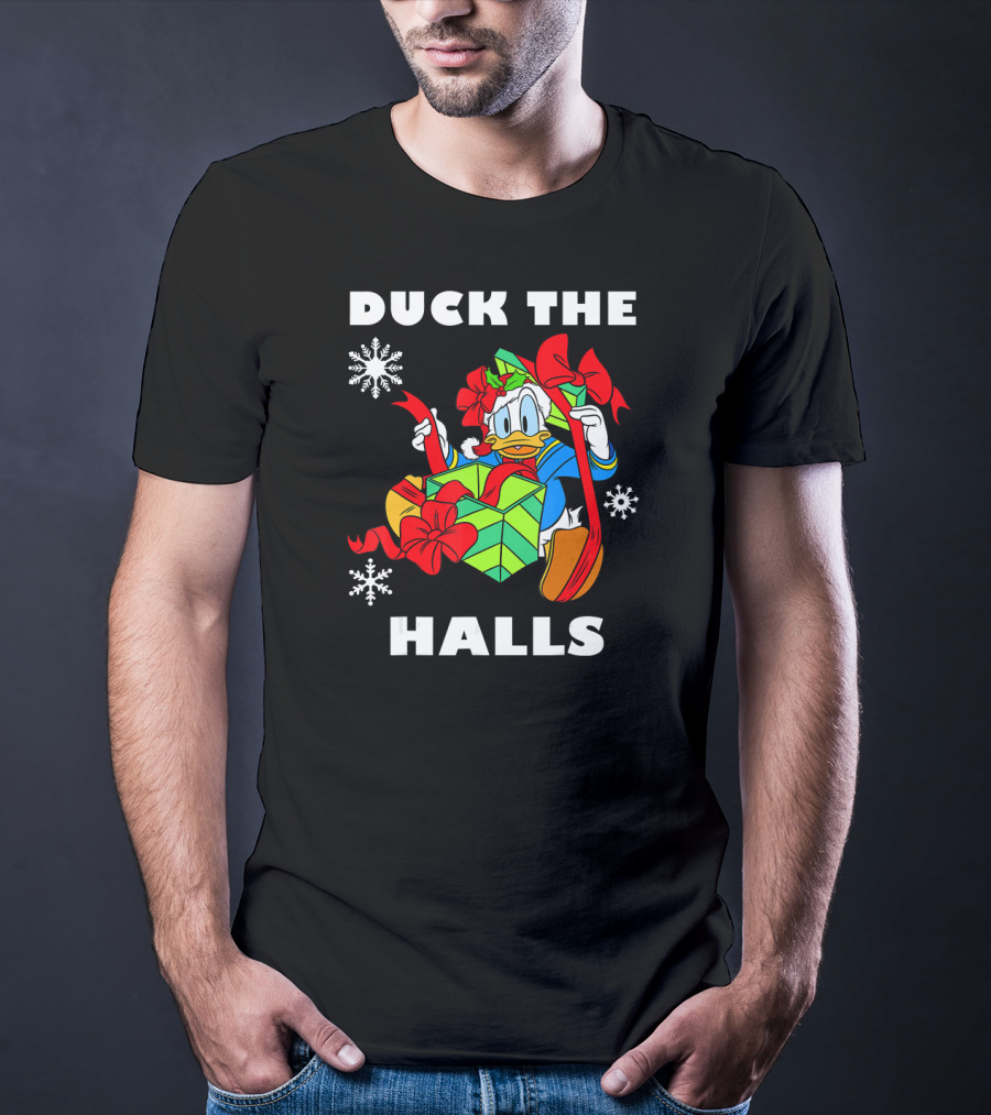Disney Donald Duck The Halls Christmas Gift Box Holiday T-Shirt