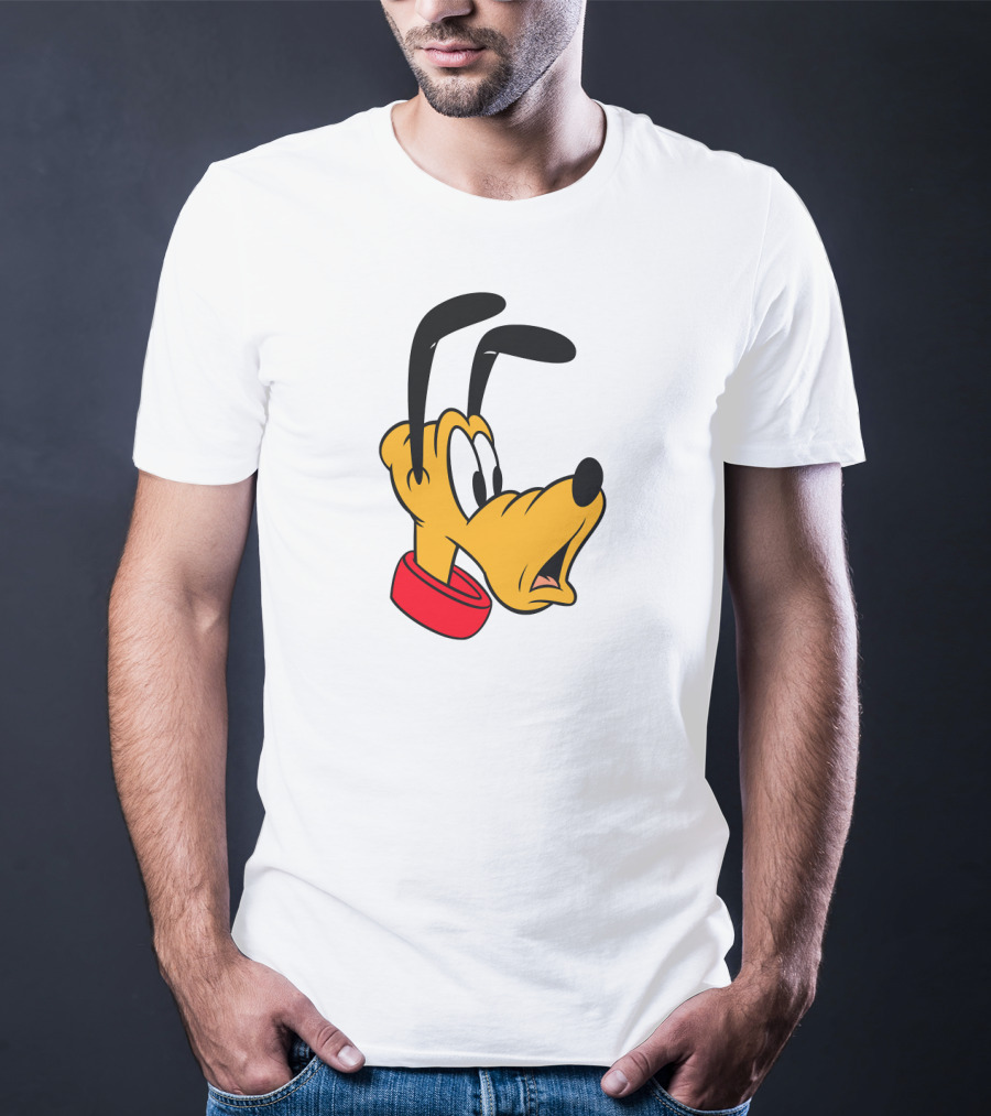 Disney Mickey And Friends Pluto Big Face With Red Collar T-Shirt