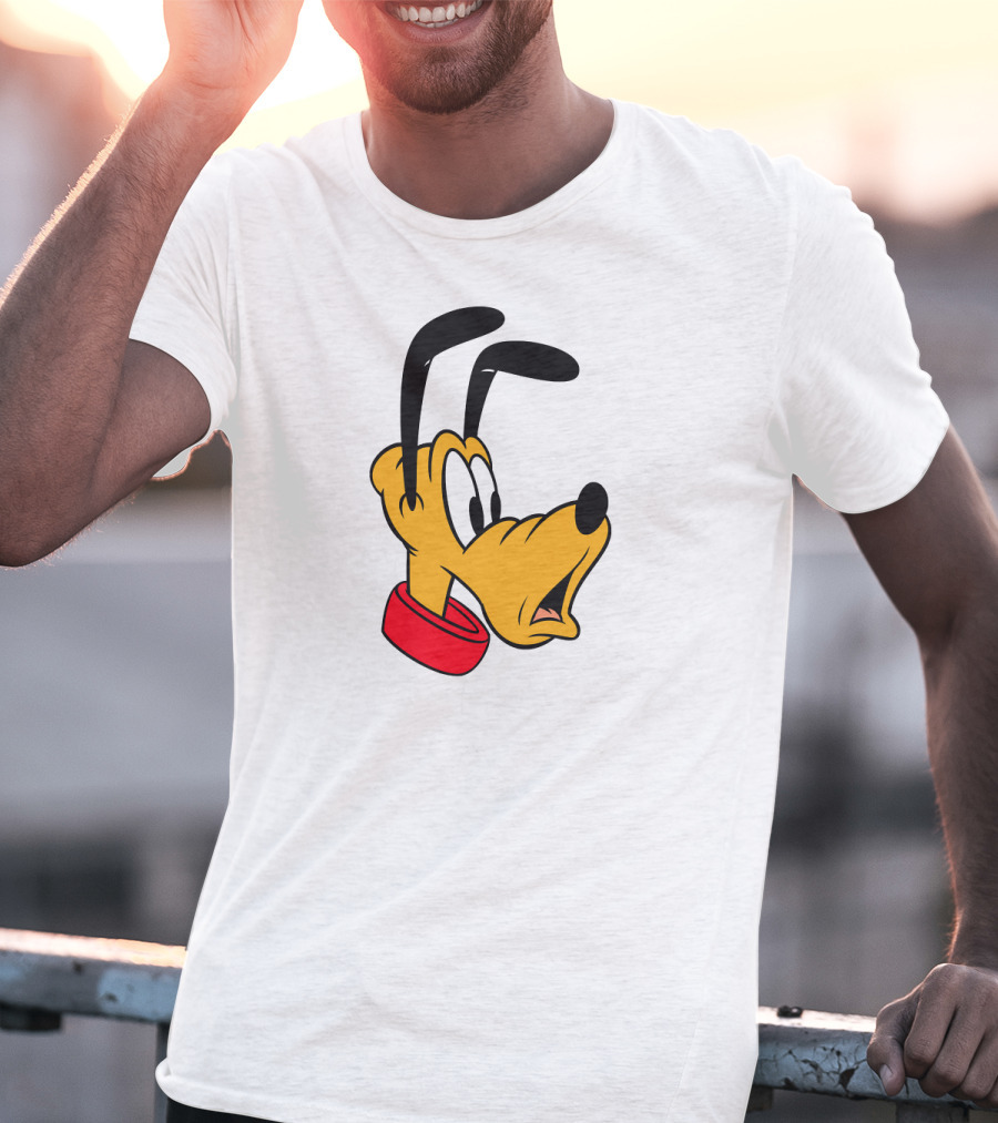 Disney Mickey And Friends Pluto Big Face With Red Collar T-Shirt