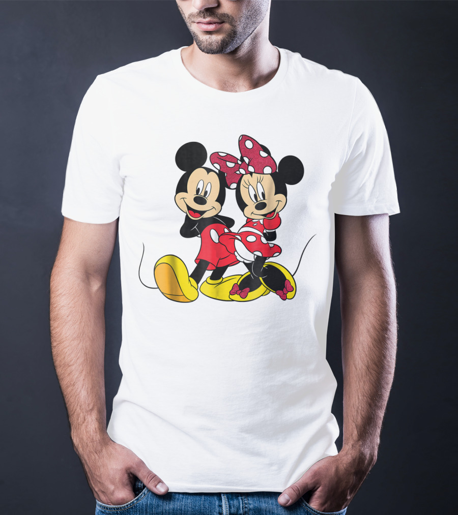 Mickey And Minnie Big Mouse Disney Yellow Shoes Red Bow T-Shirt