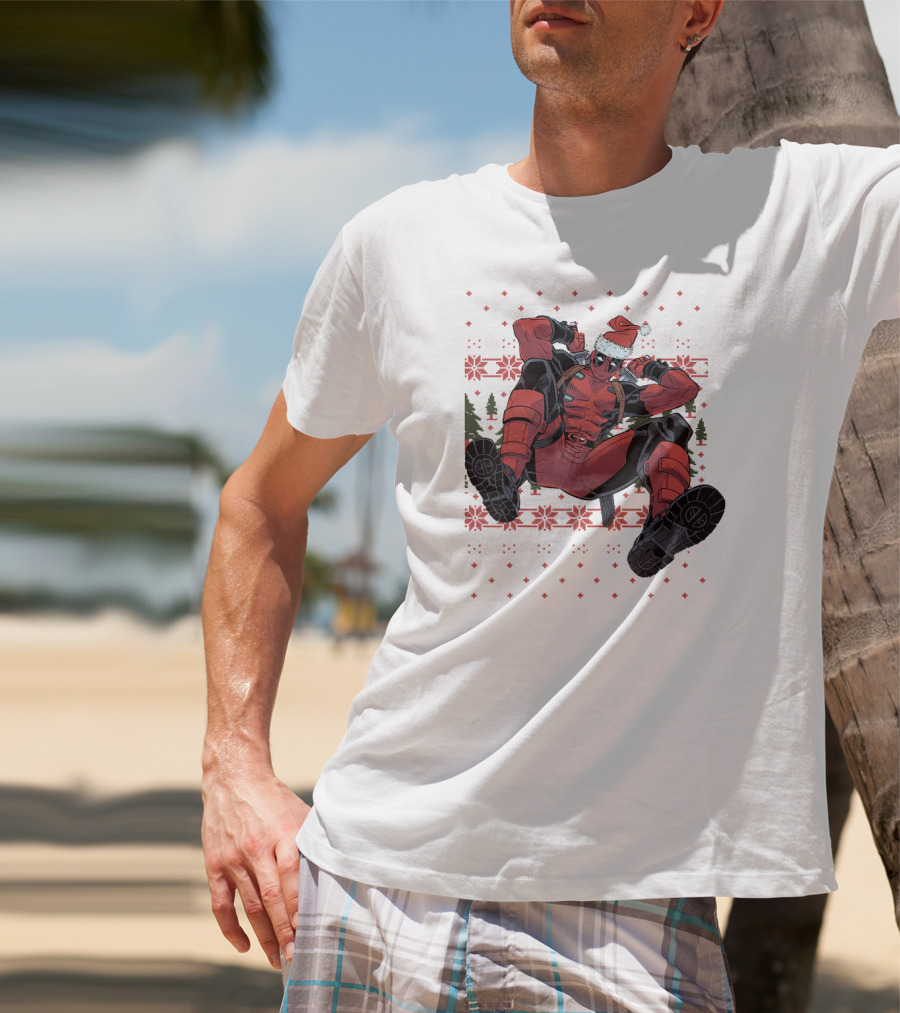 Marvel Deadpool Christmas Santa Hat Ugly T-Shirt