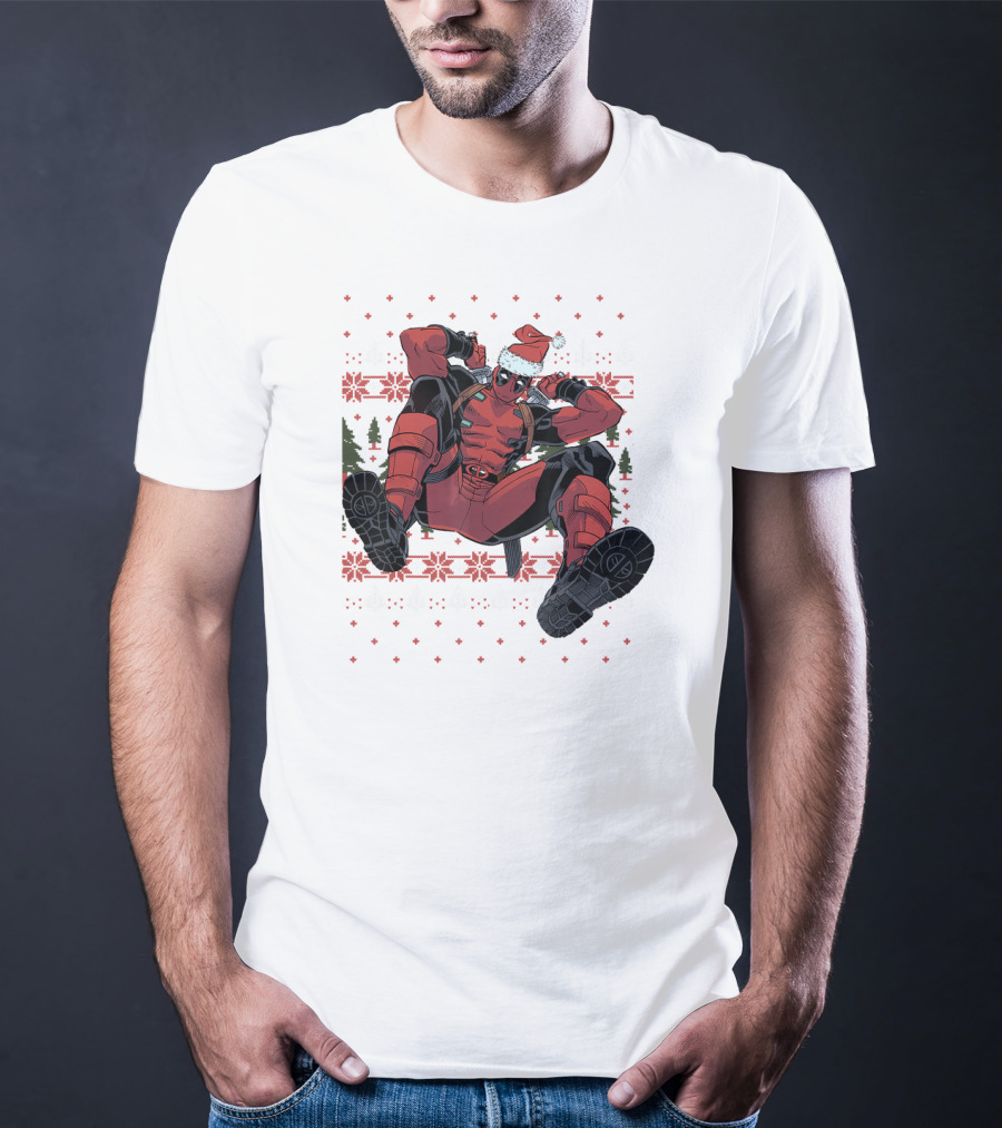 Marvel Deadpool Christmas Santa Hat Ugly T-Shirt