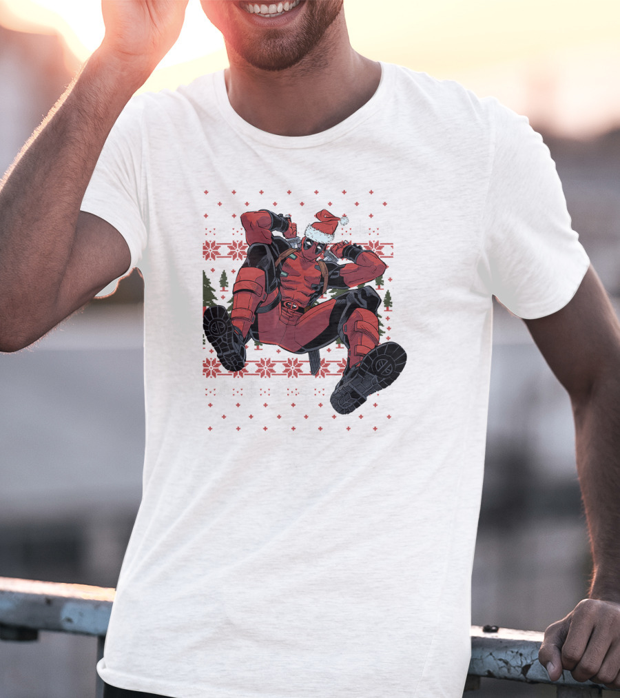 Marvel Deadpool Christmas Santa Hat Ugly T-Shirt