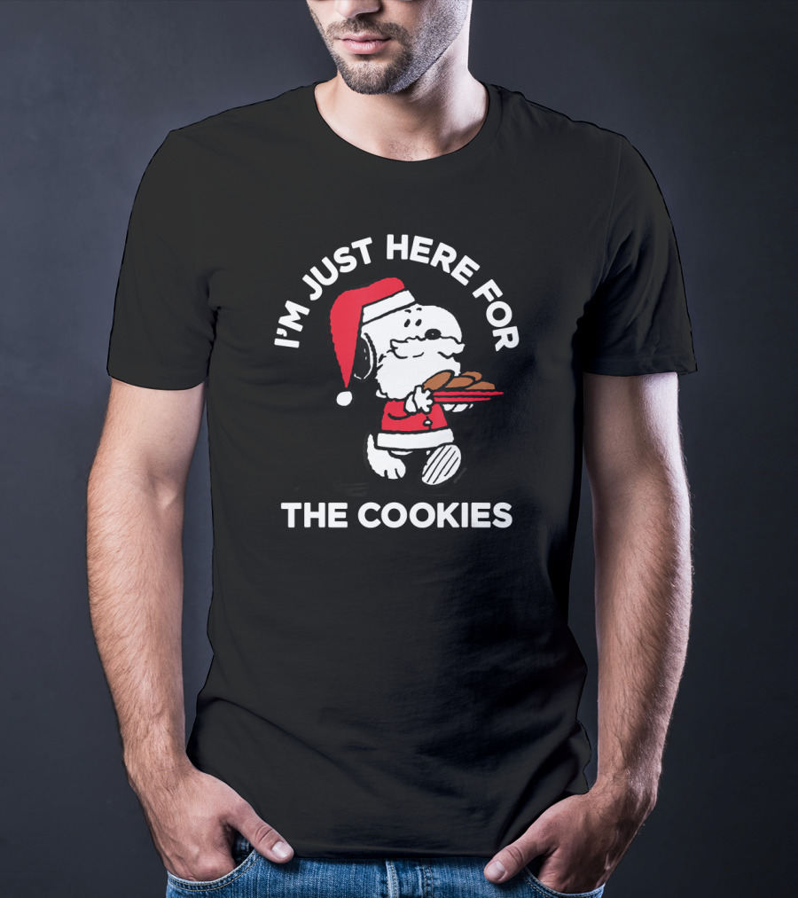 I'm Just Here For The Cookies Peanuts Snoopy Santa T-Shirt