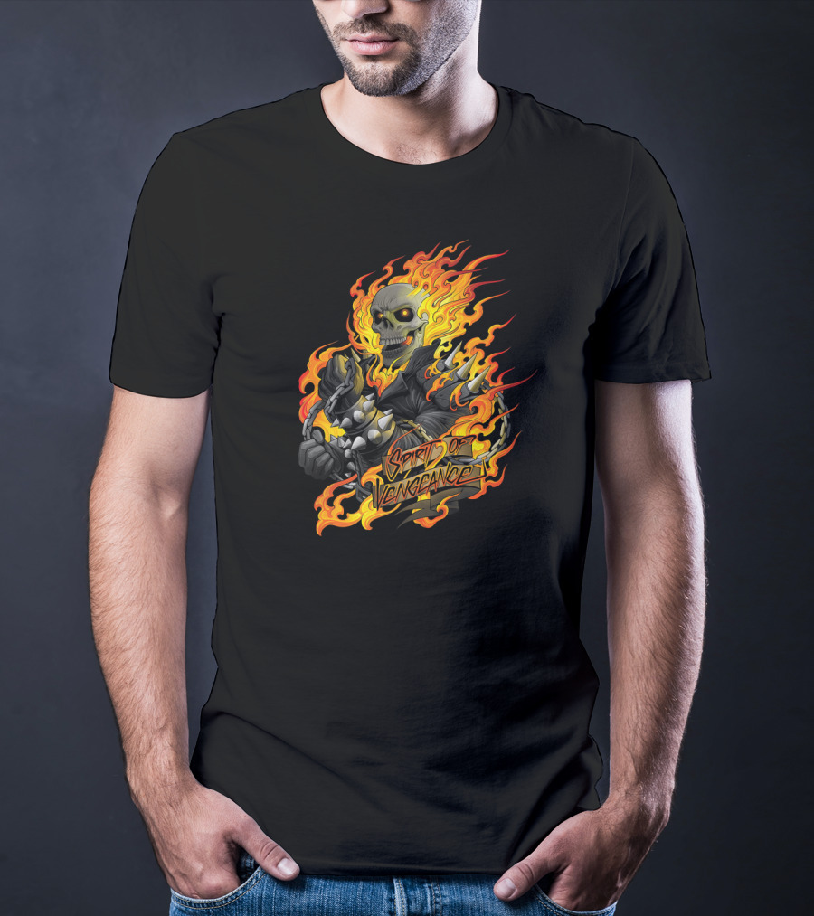 Ghost Rider Marvel Spirit Of Vengeance Flaming Skull T-Shirt