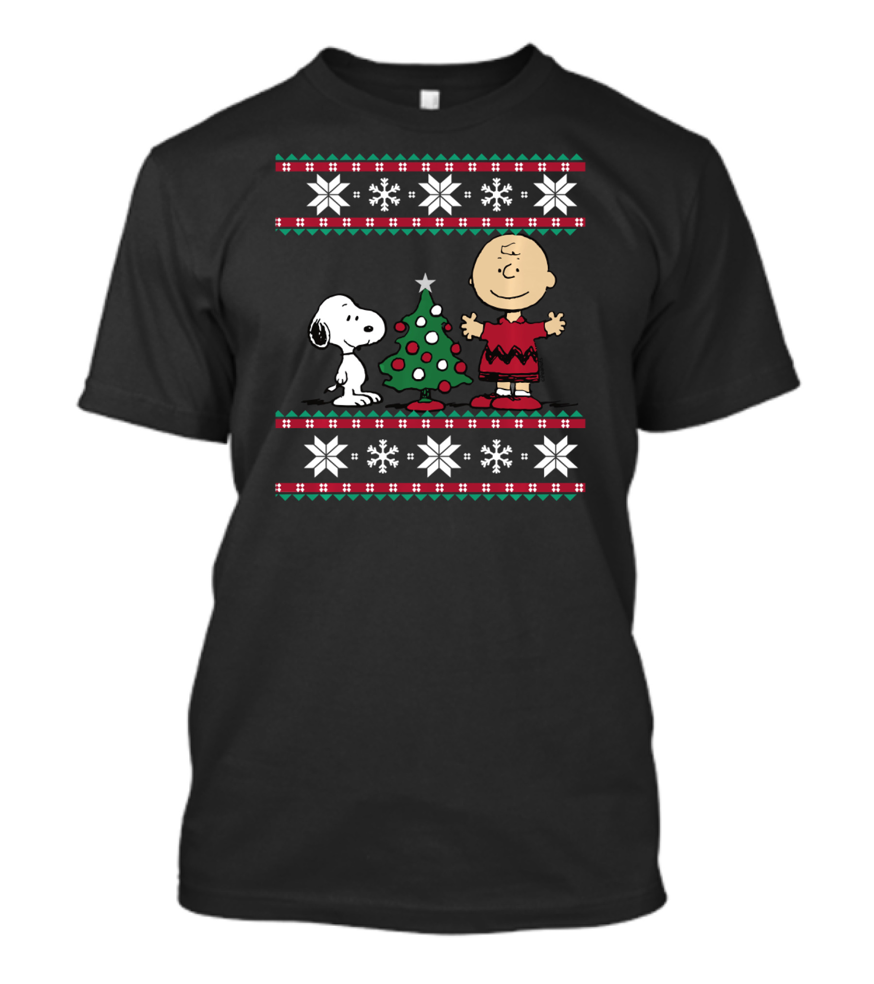 Peanuts Snoopy And Charlie Brown Christmas Snowflakes Ugly T-Shirt