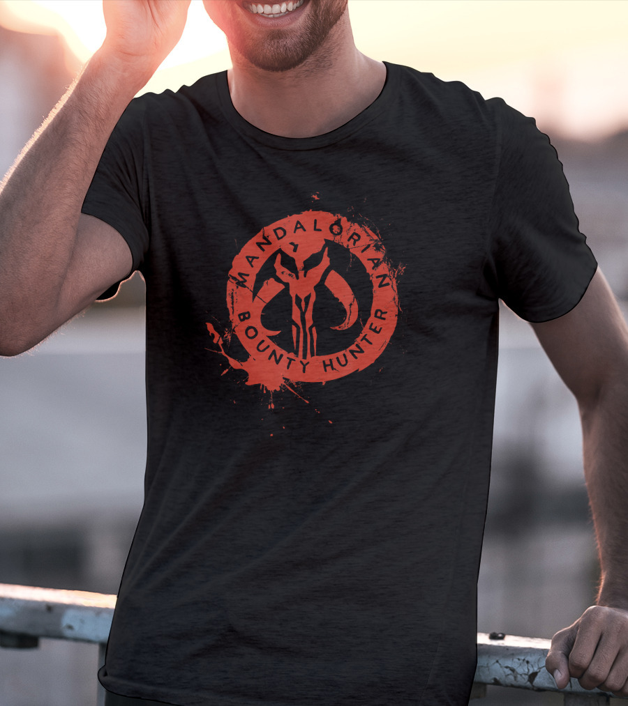 Mandalorian Bounty Hunter Mythosaur Star Wars Stamp T-Shirt