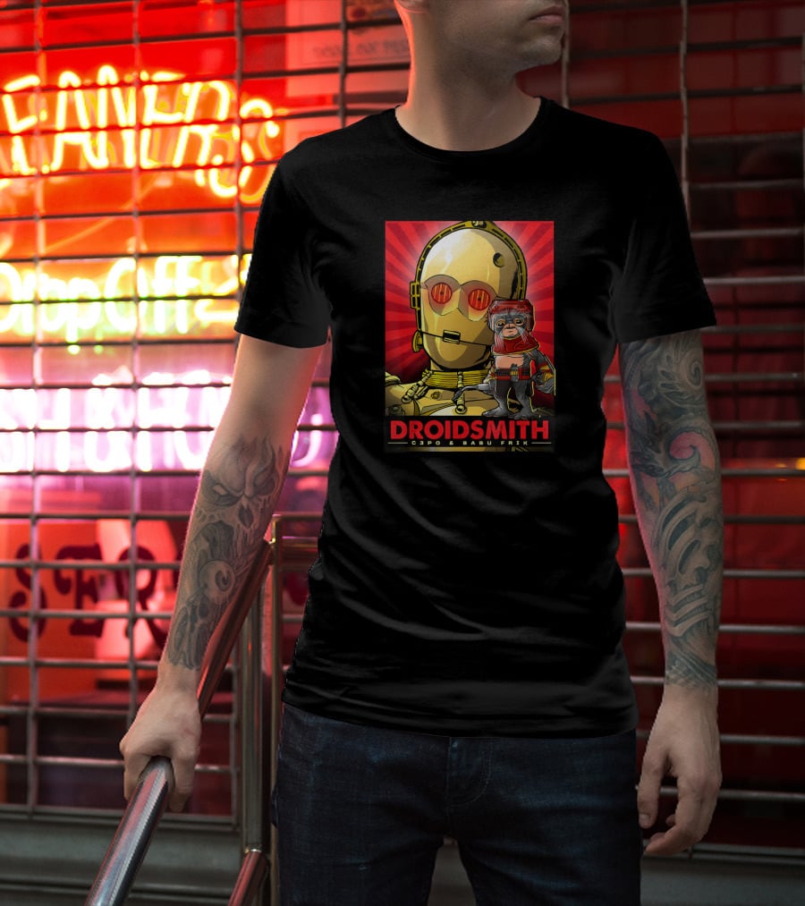 Droidsmith C-3PO And Babu Frik Star Wars The Rise Of Skywalker Red T-Shirt