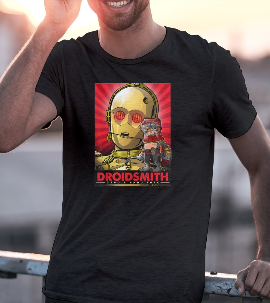 Droidsmith C-3PO And Babu Frik Star Wars The Rise Of Skywalker Red T-Shirt