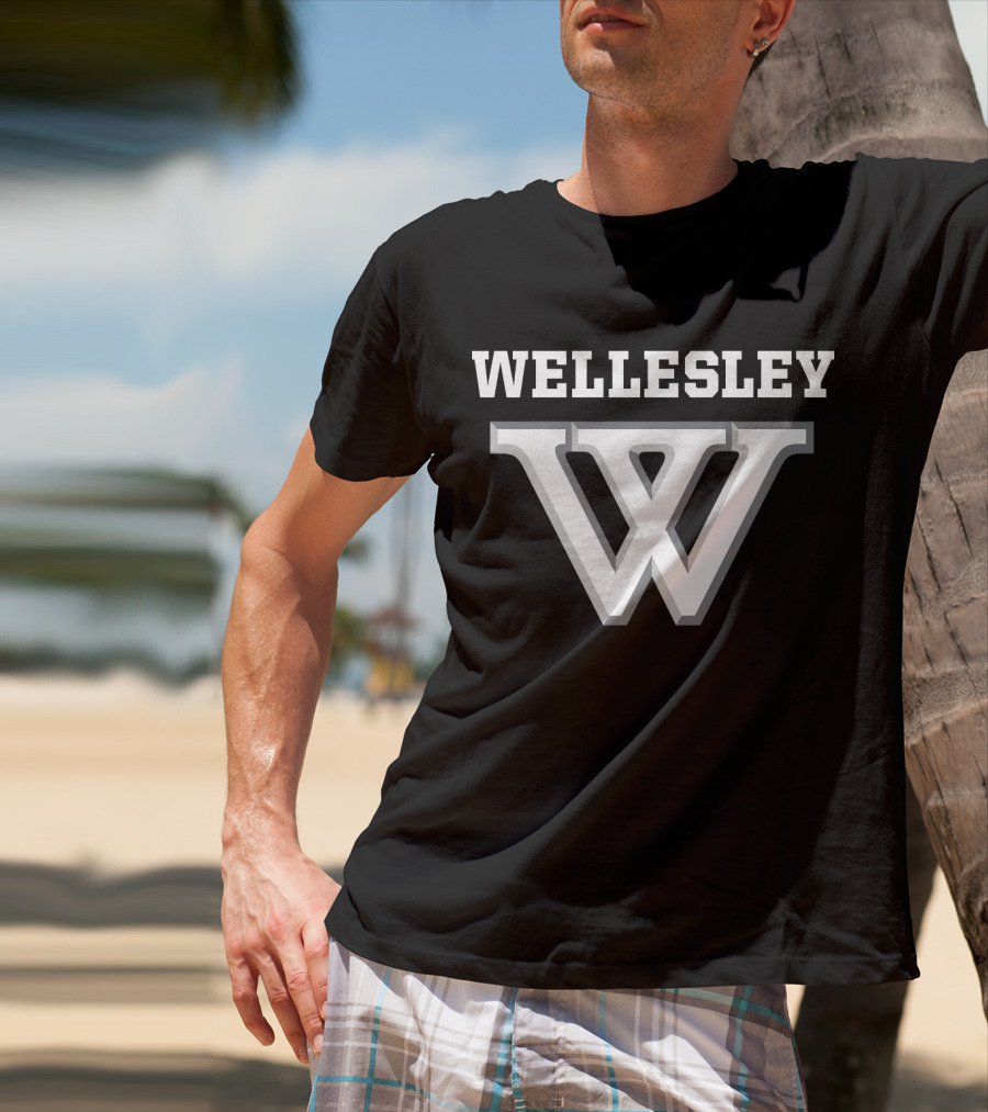Wellesley College NCAA Bold Lettering And Iconic W T-Shirt