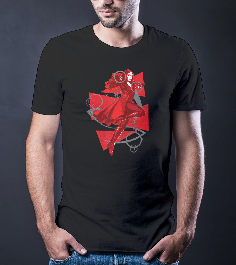 Marvel Scarlet Witch Wanda Maximoff Red Costume Action Pose T-Shirt