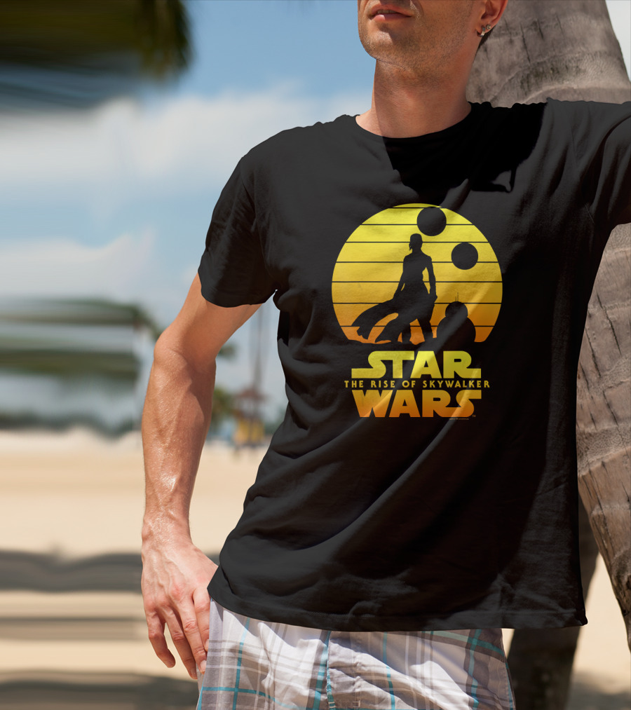 Star Wars The Rise Of Skywalker Rey BB Silhouette Sunset Scene T-Shirt