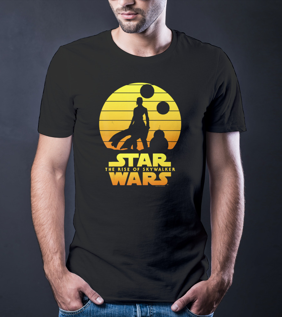 Star Wars The Rise Of Skywalker Rey BB Silhouette Sunset Scene T-Shirt