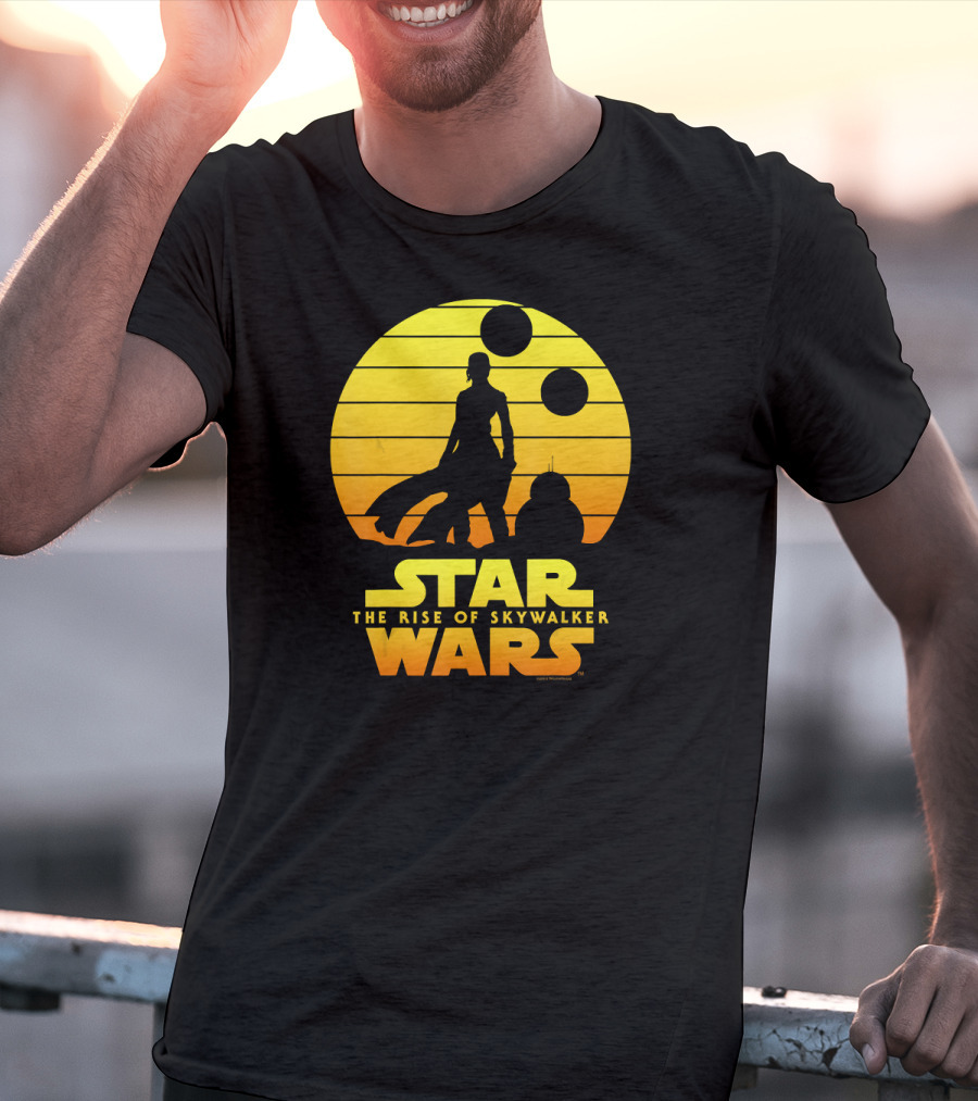 Star Wars The Rise Of Skywalker Rey BB Silhouette Sunset Scene T-Shirt