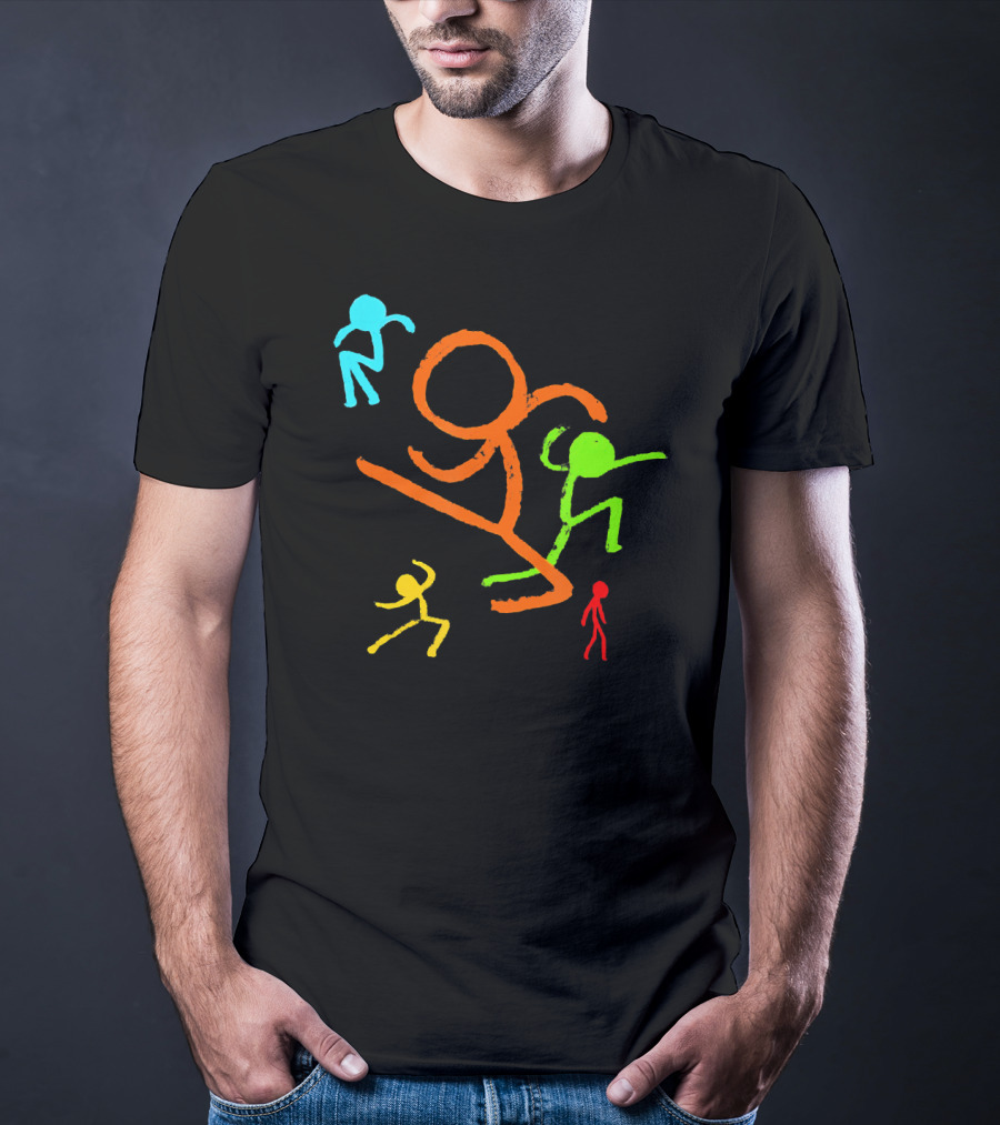 Five Colorful Stick Figures Youth Fashion T-Shirt