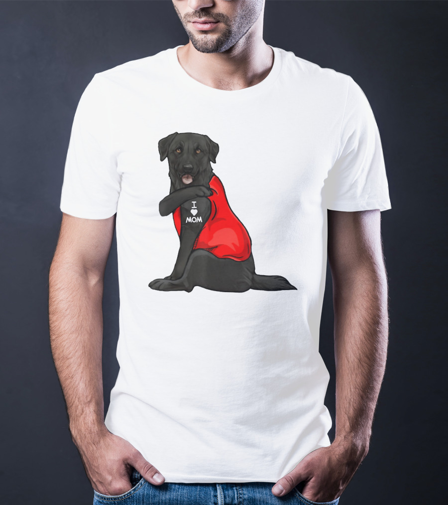 I Love Mom Funny Labrador Retriever Dog Tattoo Red T-Shirt
