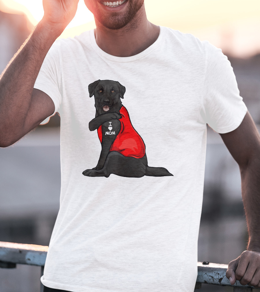 I Love Mom Funny Labrador Retriever Dog Tattoo Red T-Shirt